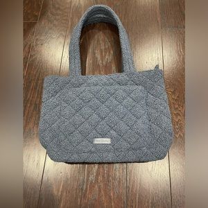 Vera Bradley Vera Tote Shoulder Bag Thunder Blue Fleece 15x11 Boucle